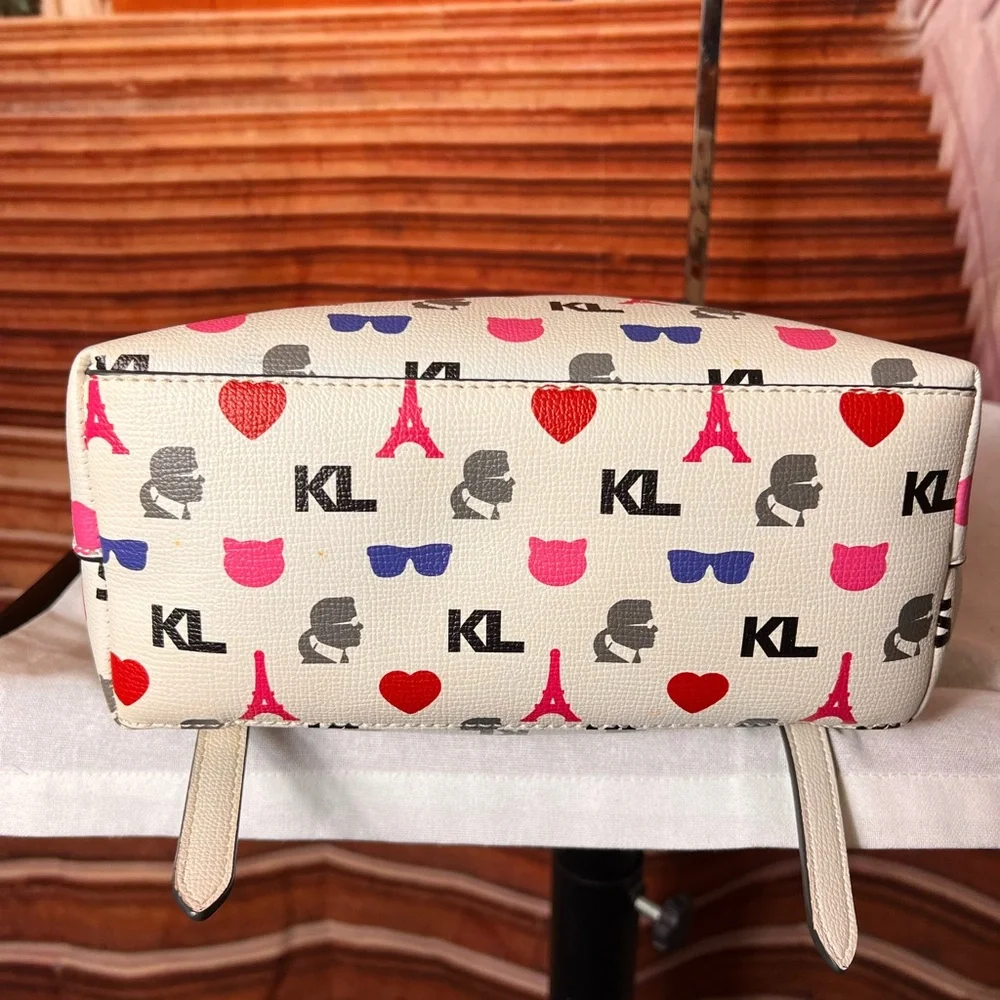 Karl Lagerfeld Effiel Tower Paris Mini White Patterned Backpack 🏴󠁧󠁢󠁥󠁮󠁧󠁿